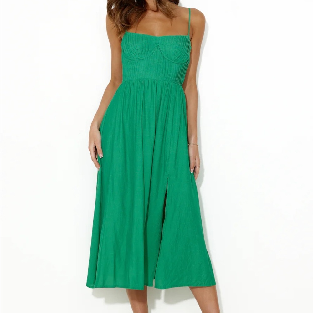 Hello Molly Vibrant Green Midi Dress